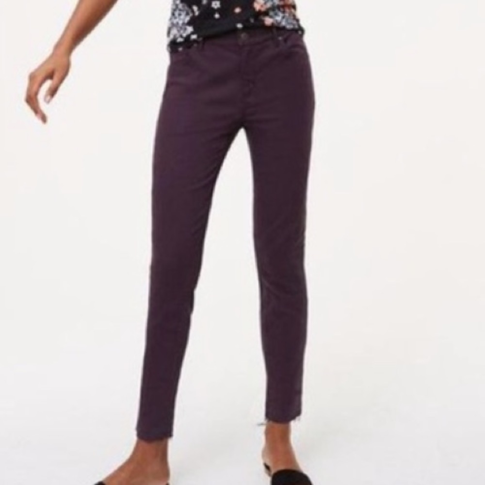 Loft Modern Skinny Raw Hem Jeans‎ Plum 27/4